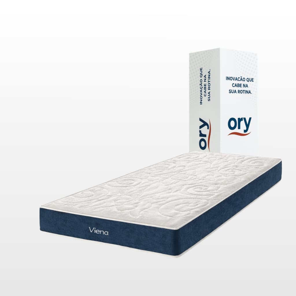 Colchão Solteiro de Espuma D33 Ortopédico a Vácuo Conforto Firme Jacquard Lateral Em Suede Ory Viena