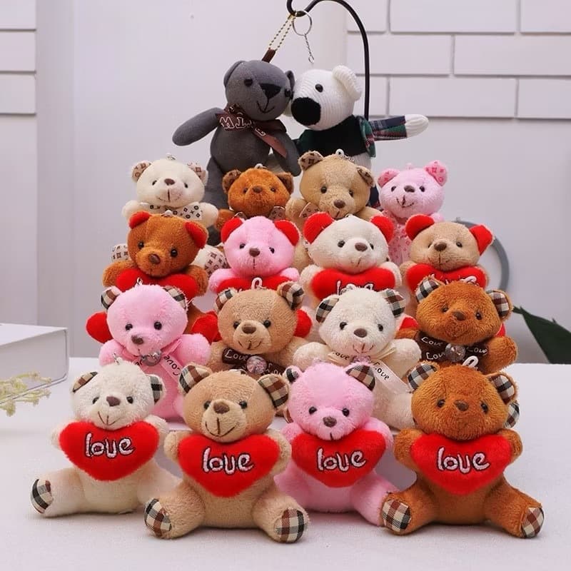 kit 3/6/12  Urso de Pelúcia Miniatura Chaveiro - Vários Modelos e Cores | Decoração e Acessório Presenteável