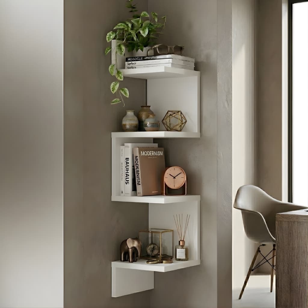 Prateleira De Canto Livros Nicho Prateleira Suspensa Parede Mdf Decoração Estante