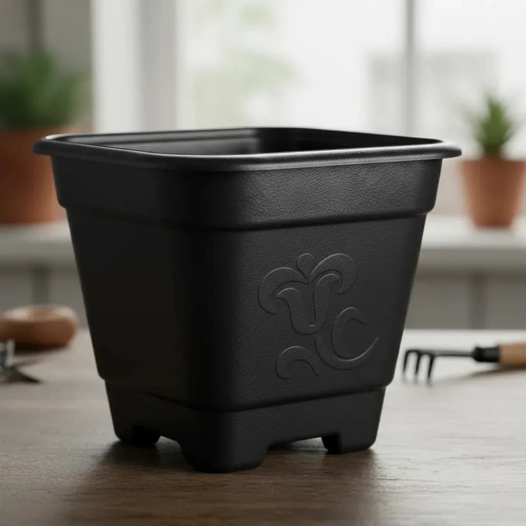 Vaso De Flor Quadrado Médio Muda Planta Jardim Varanda Preto Terracota De Plástico