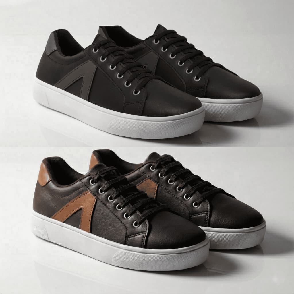Kit 2 Pares Tênis Masculino Casual Calce Fácil Com Elástico Confortável