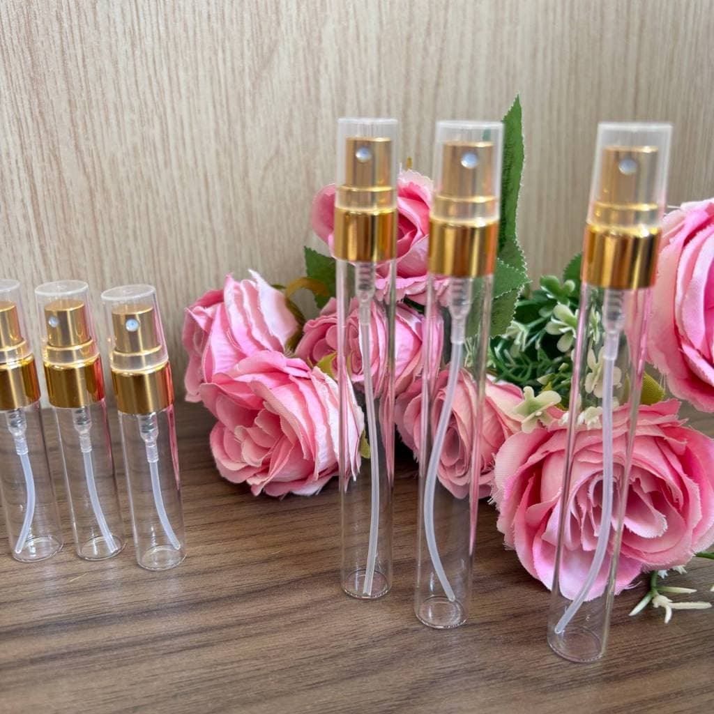 Frasco 5 ml ou 10 ml Com  Spray Dourada de vidro 18 peças  Envio Imediato lembrancinha
