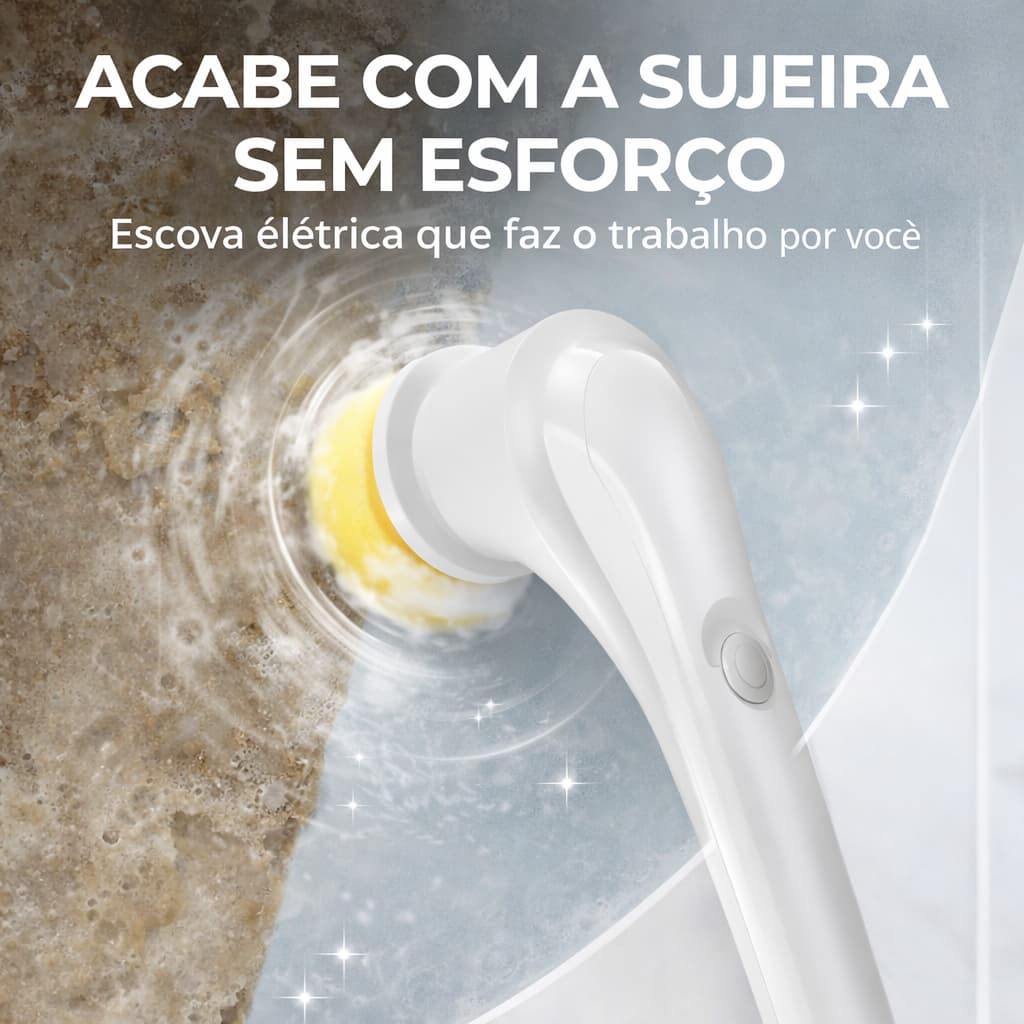 Escova Elétrica Limpeza Sem Fio Recarregável 6 Cabeças Lava Louça Multifuncional Potente