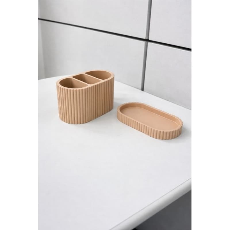 Kit Porta Canetas Organizador de Mesa 3 Divisorias + Bandeja Decoracao Escritorio