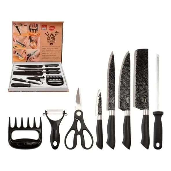 Facas Faqueiro Profissional Clink Kit 8 Peças Churrasco Inox