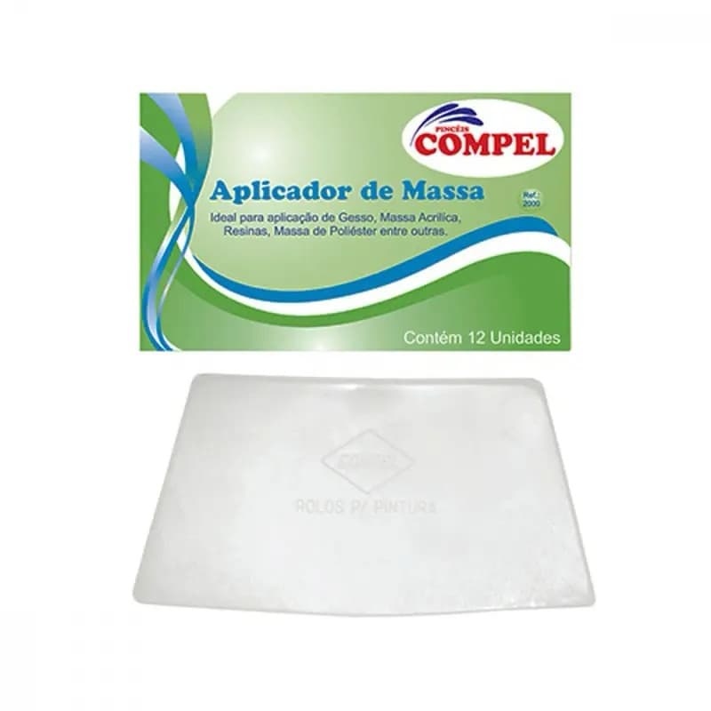 Kit 12 Aplicador para Massa Plástica CompeL | Espátula Plástica para Massa Corrida Rejunte e Parede