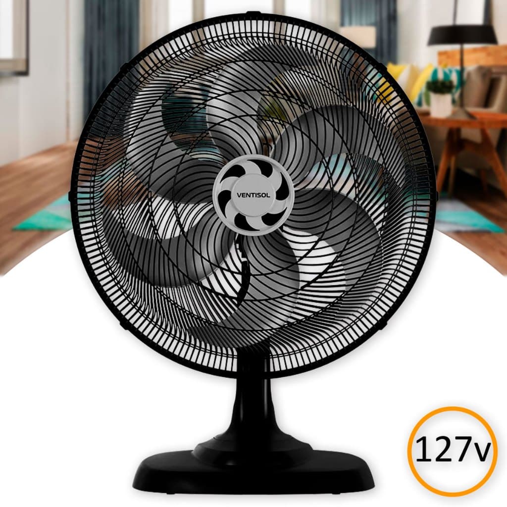 Ventilador de Mesa Oscilante Turbo 6 Pás 150w 50cm Preto 127v Ventisol