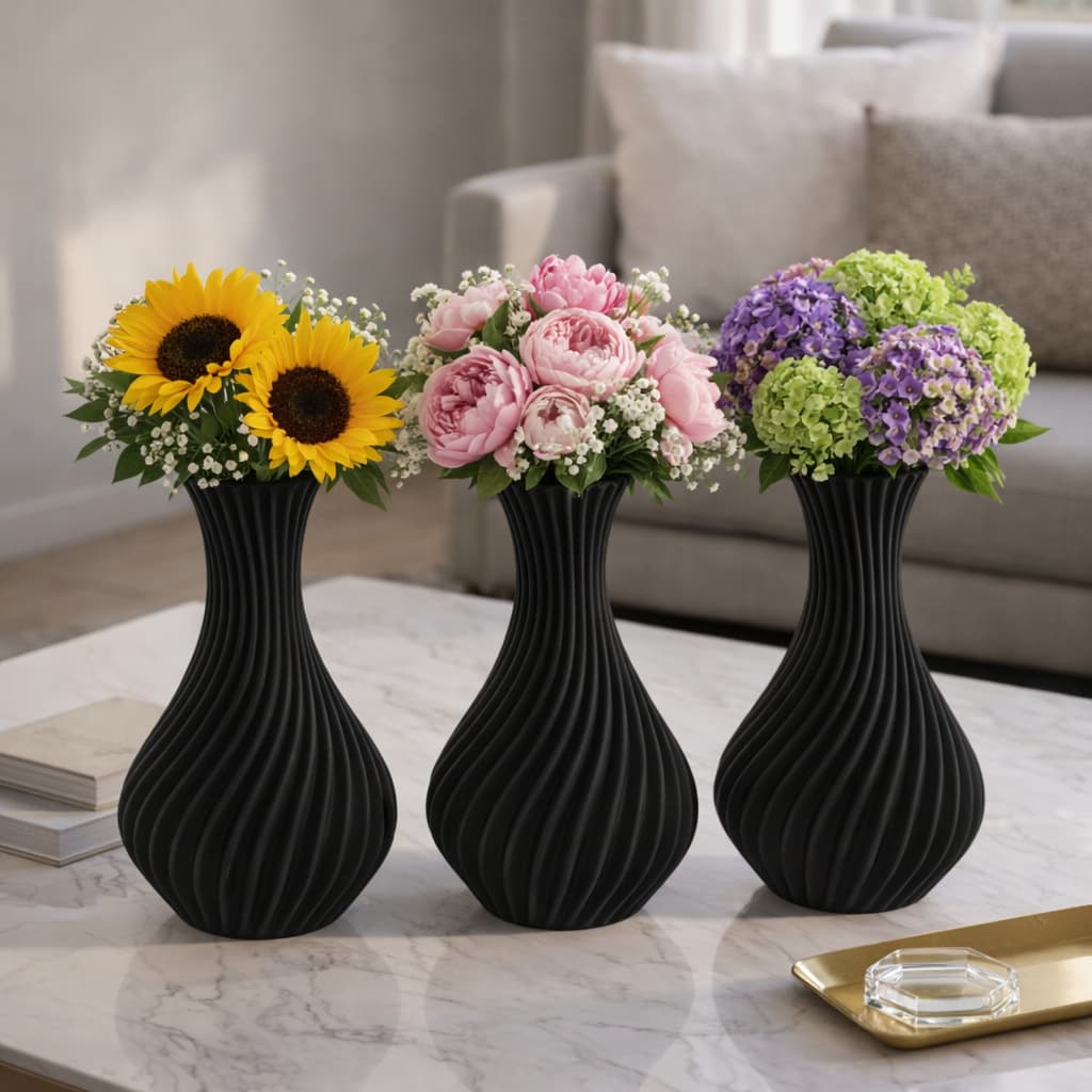 Kit Com Vasos Grande Médio Pequeno Alta Qualidade Espiral Decorativos Para Sala Cozinha Quarto