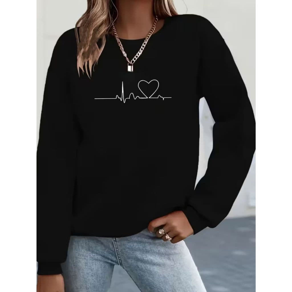 Suéter feminino casual modelo inverno moletom sem capuz