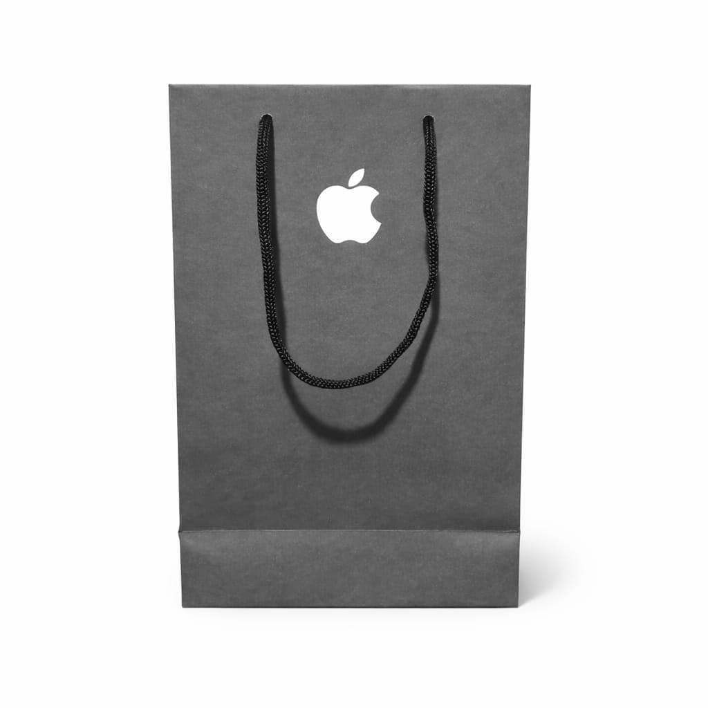 kit 10 Sacolas de Papel / Bolsa Stilo Apple Preta - Para Lojas de Telefones Celulares - Acessórios - P 22x15x7