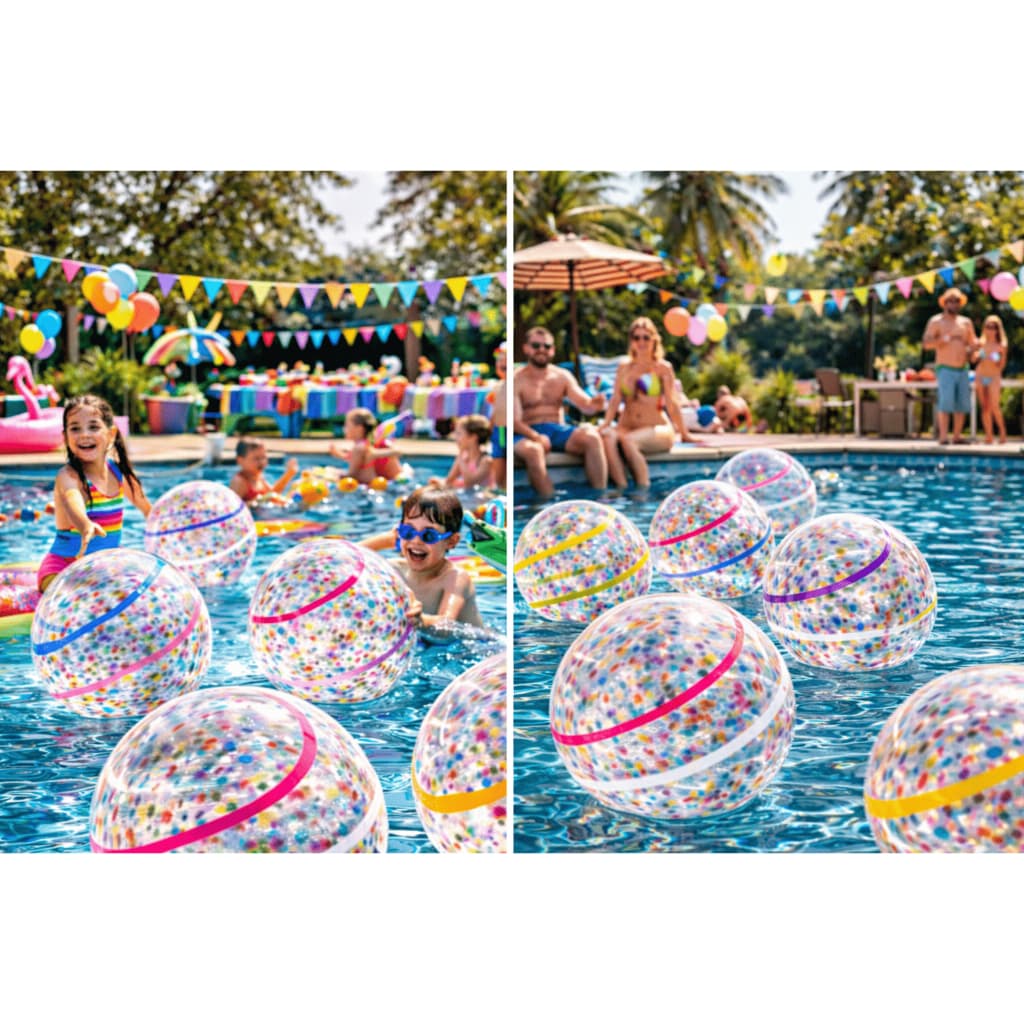 10 Bolas Vinil Confete Marmorizadas Especial 35cm Para decoração, piscina e doações