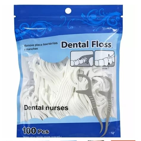 Fio Dental Floss, Palitos, Dentes Stick, Limpeza Dental, Escova Interdental, Cuidados de Higiene Oral, Pct 100 Peças