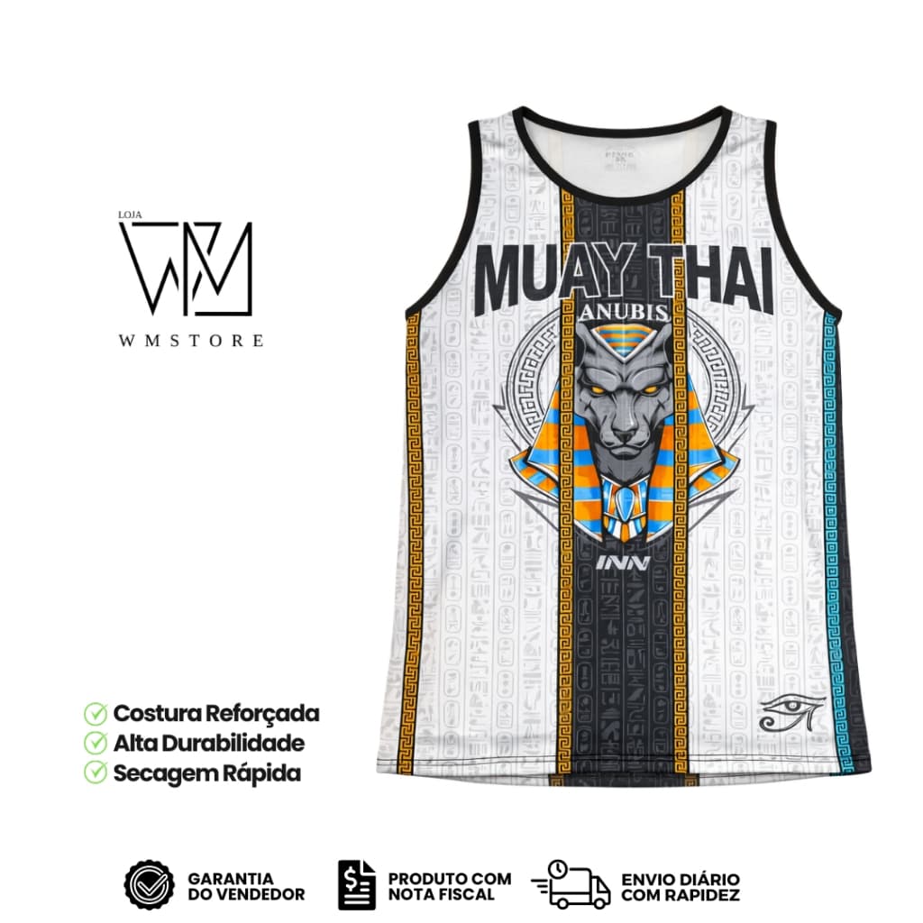 Regata Muay Thai Masculino Anúbis Branco