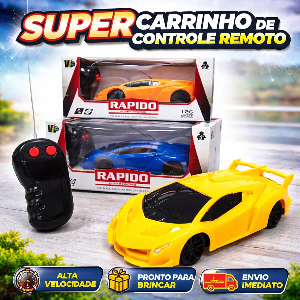 Carro de Controle Remoto Infantil 1:26 Esportivo Super Racing Alta Velocidade com Controle