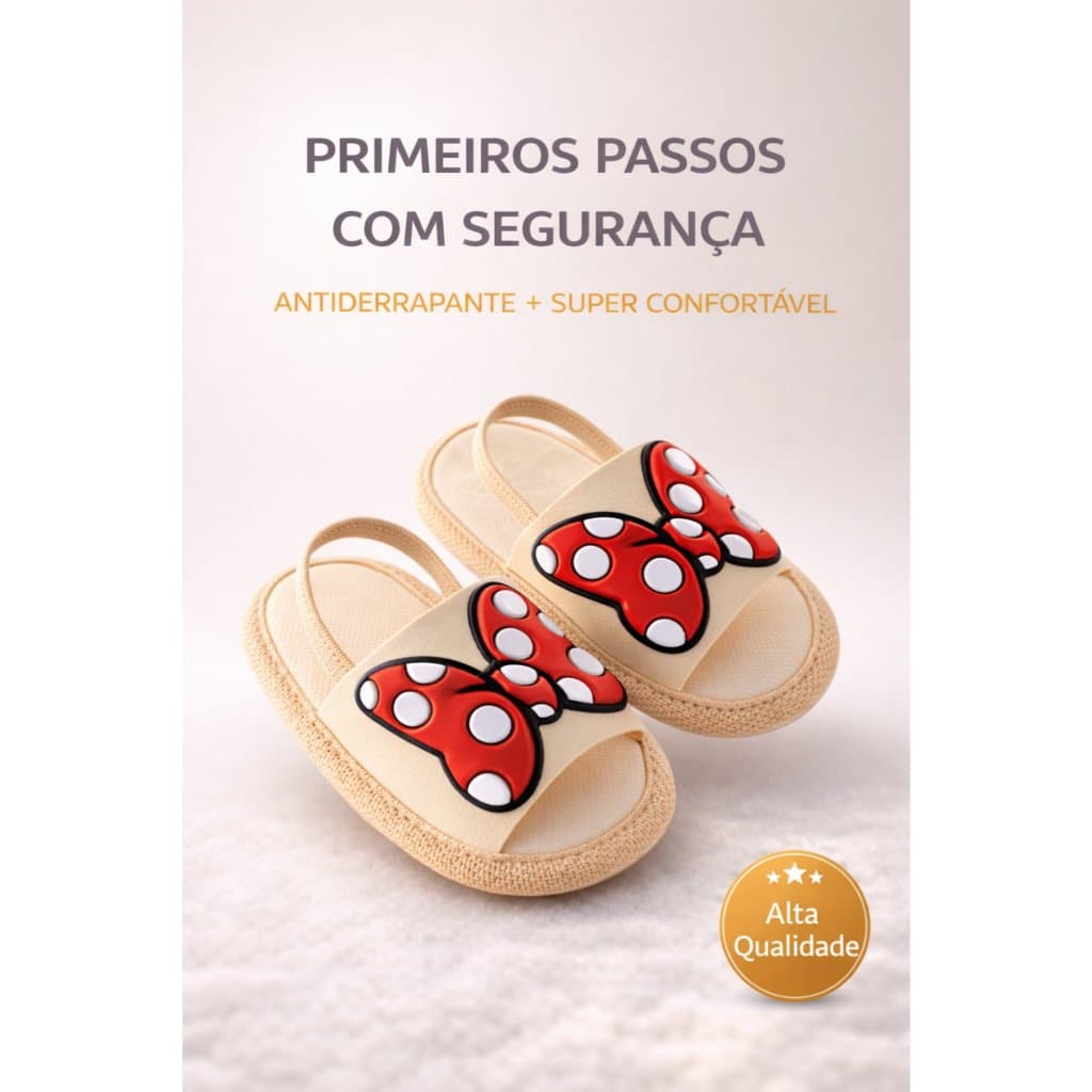 Sandália Infantil Feminina Bebê Antiderrapante Macia Conforto Primeiros Passos
