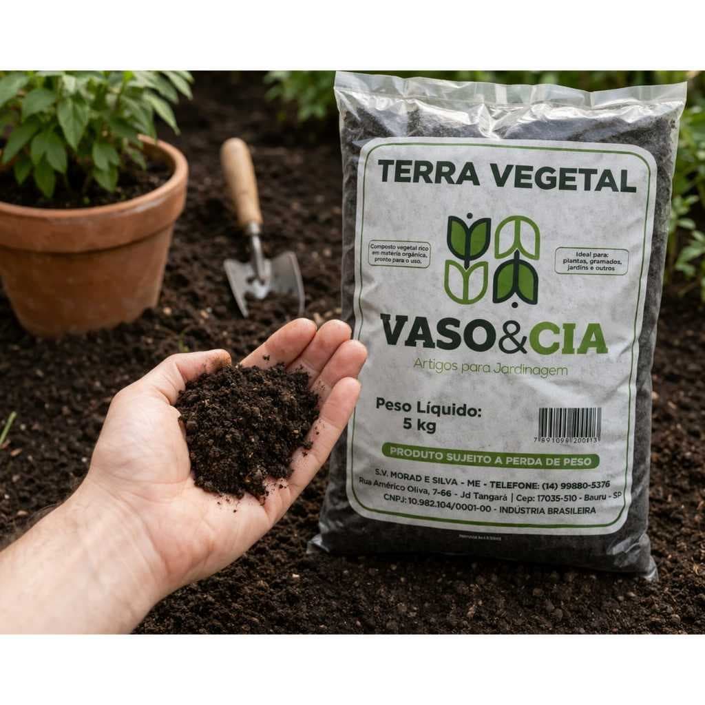 Terra Vegetal Adubada 5kg Orgânica Pronta Para Plantas Jardins Barata