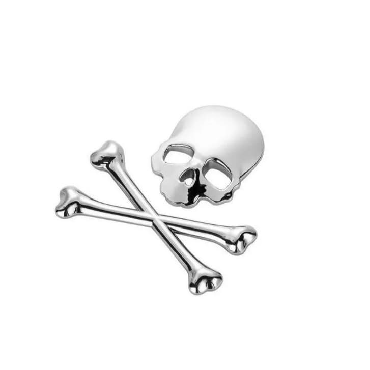 Emblema Caveira 3d Skull Crossbones Custom Chopper Moto Carro Hot Rod Sticker