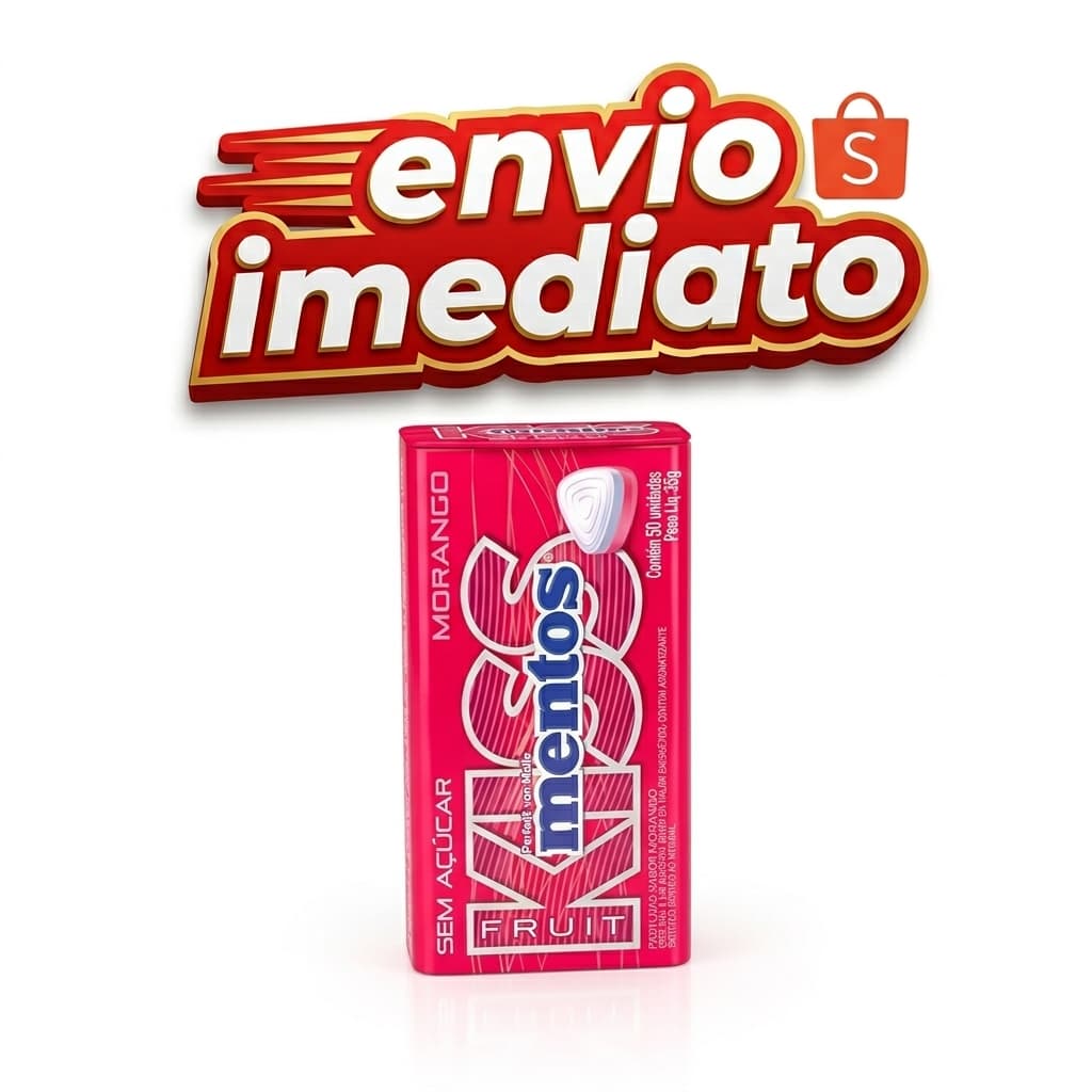 Bala Pastilha Lata Mentos Kiss Sabor Morango - Sem Açúcar
