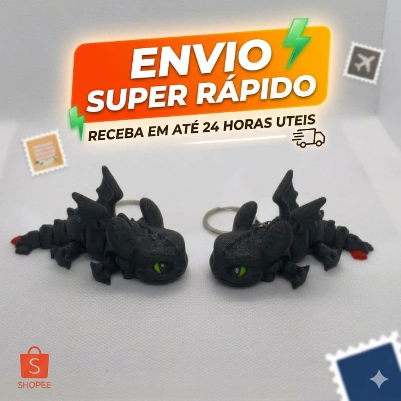 Chaveiro Dragão Fúria Da Noite Banguela Articulado Como treinar seu dragão geek