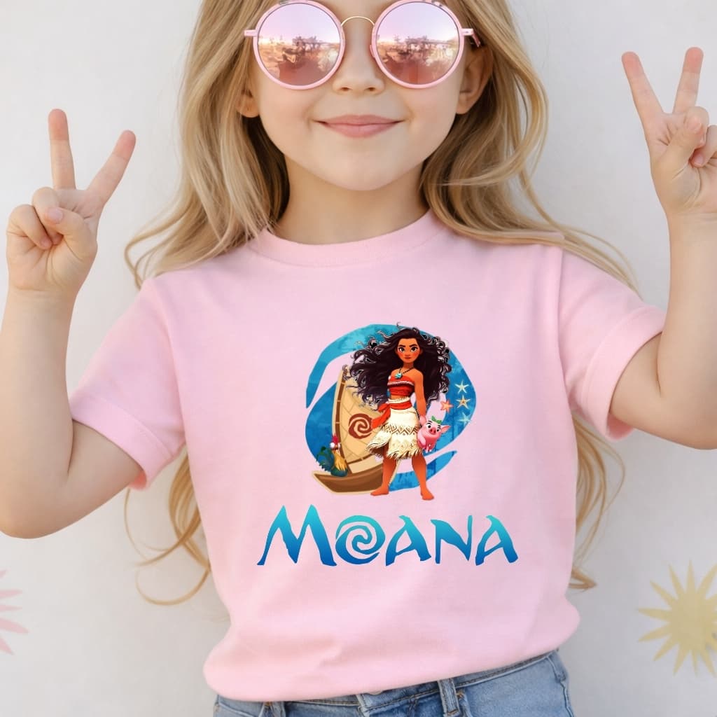 Camiseta Infantil Menina Moana Princesa do Oceanos Blusa em Algodão Juvenil Confortável Lançamento