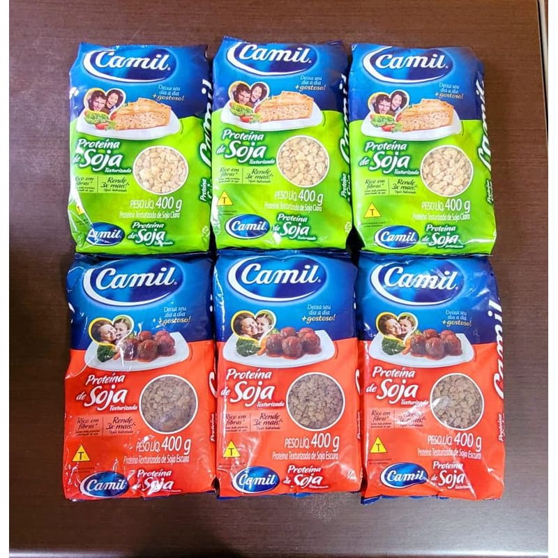 Proteína de Soja Texturizada Escura Camil Pct 400g (3x400G CLARA & 3X400G ESCURA)