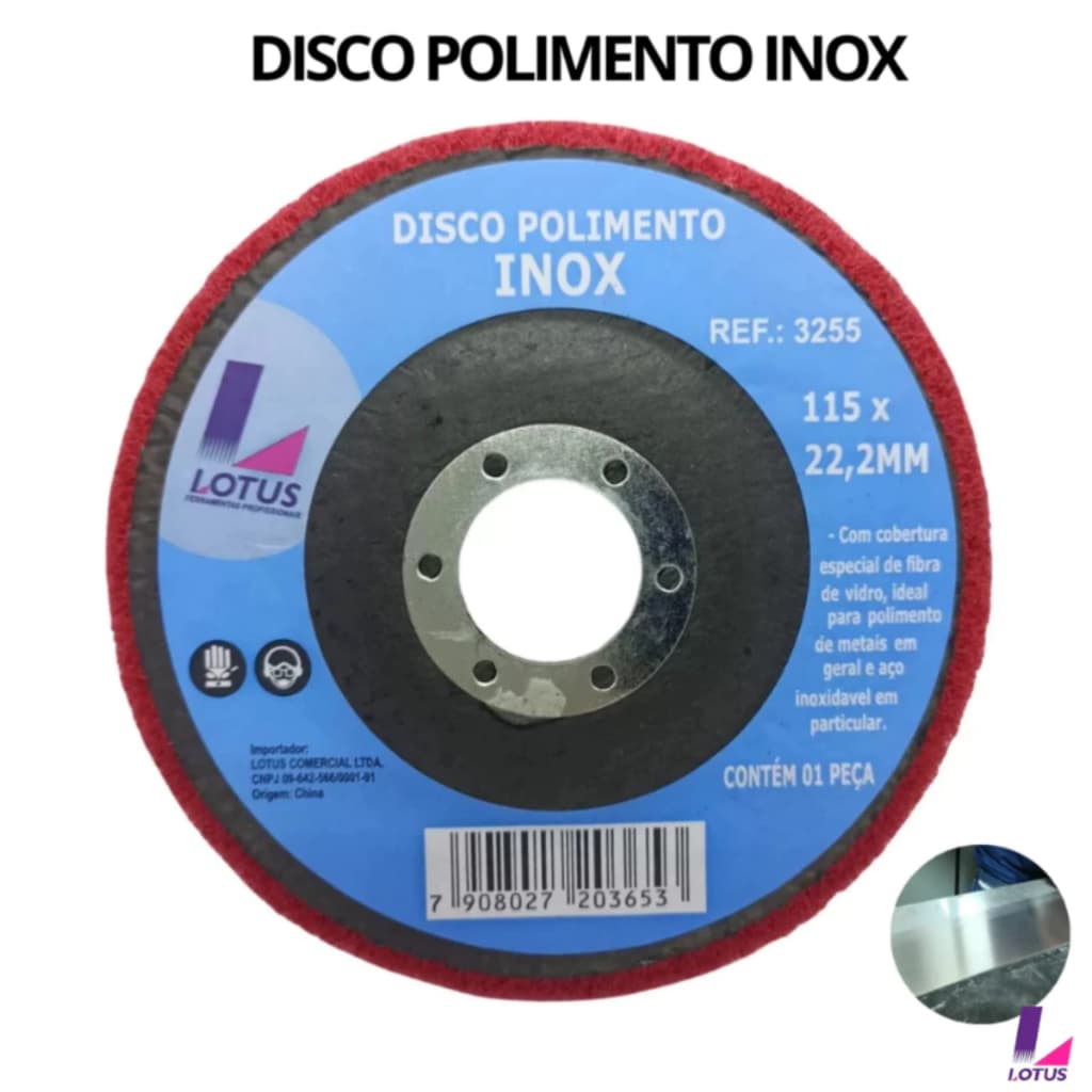 Disco Polimento Limpeza Aço Inox Alumínio Metais em Geral, Ferro, Ferrugem,115x22,2mm- Escolha
