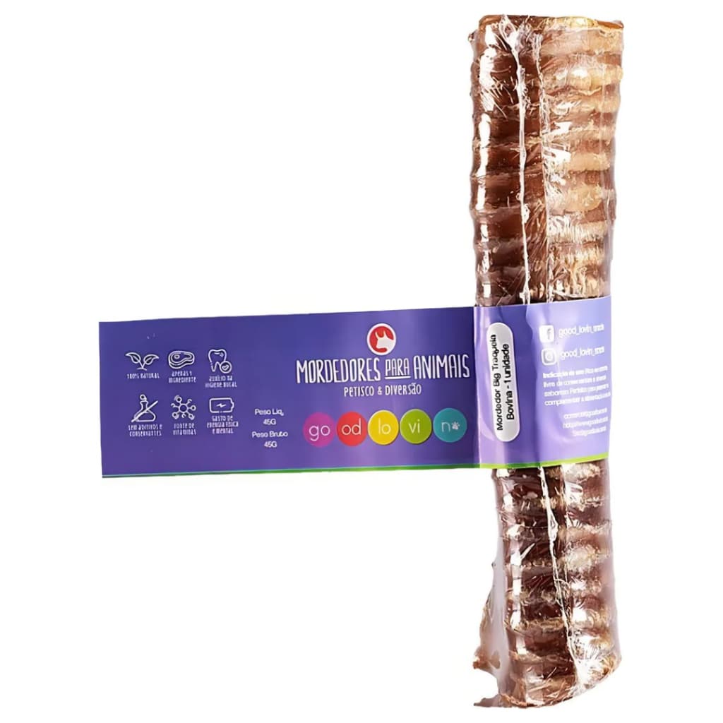 Mordedor Natural P/ Cães Goodlovin Big Traqueia Bovina 1 Un