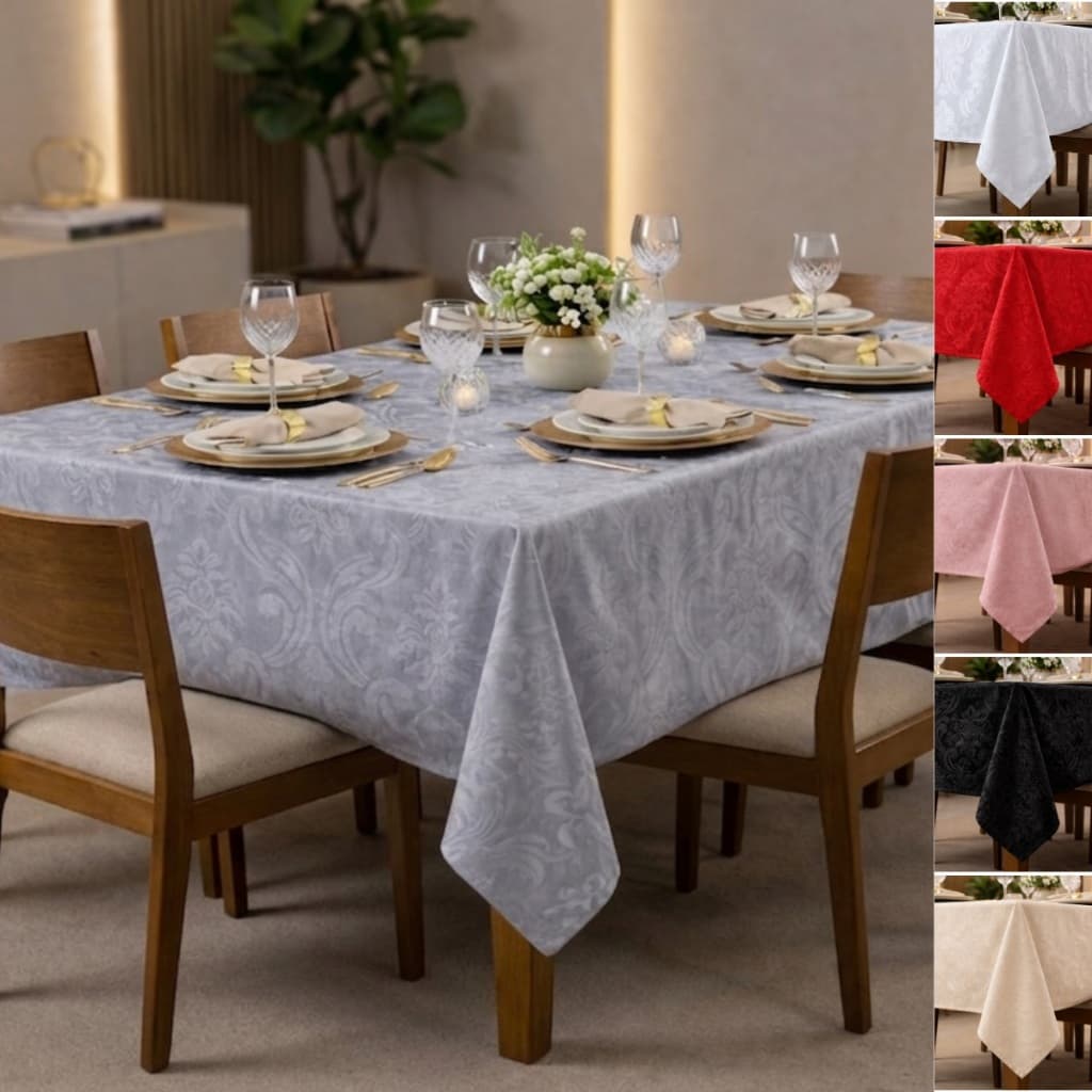 Toalha de Mesa 6 Cadeiras Jaquard Retangular 6 Lugares