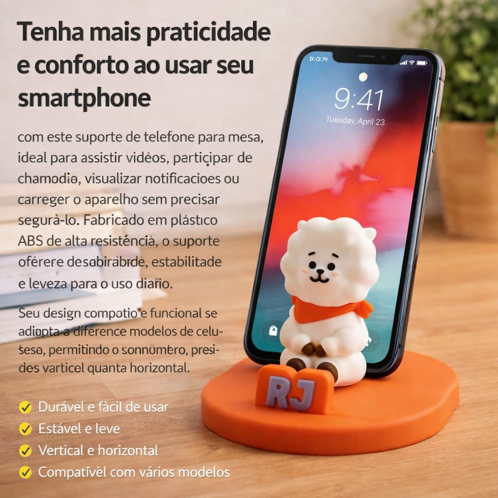 Suporte Celular Mesa Ajustavel Portatil Laranja