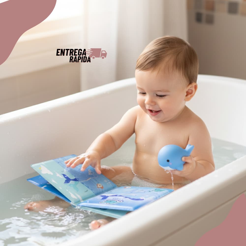 Kit 2 livros de banho brinquedo de banho com bichinhos de brinde para brincar na banheira ou piscina