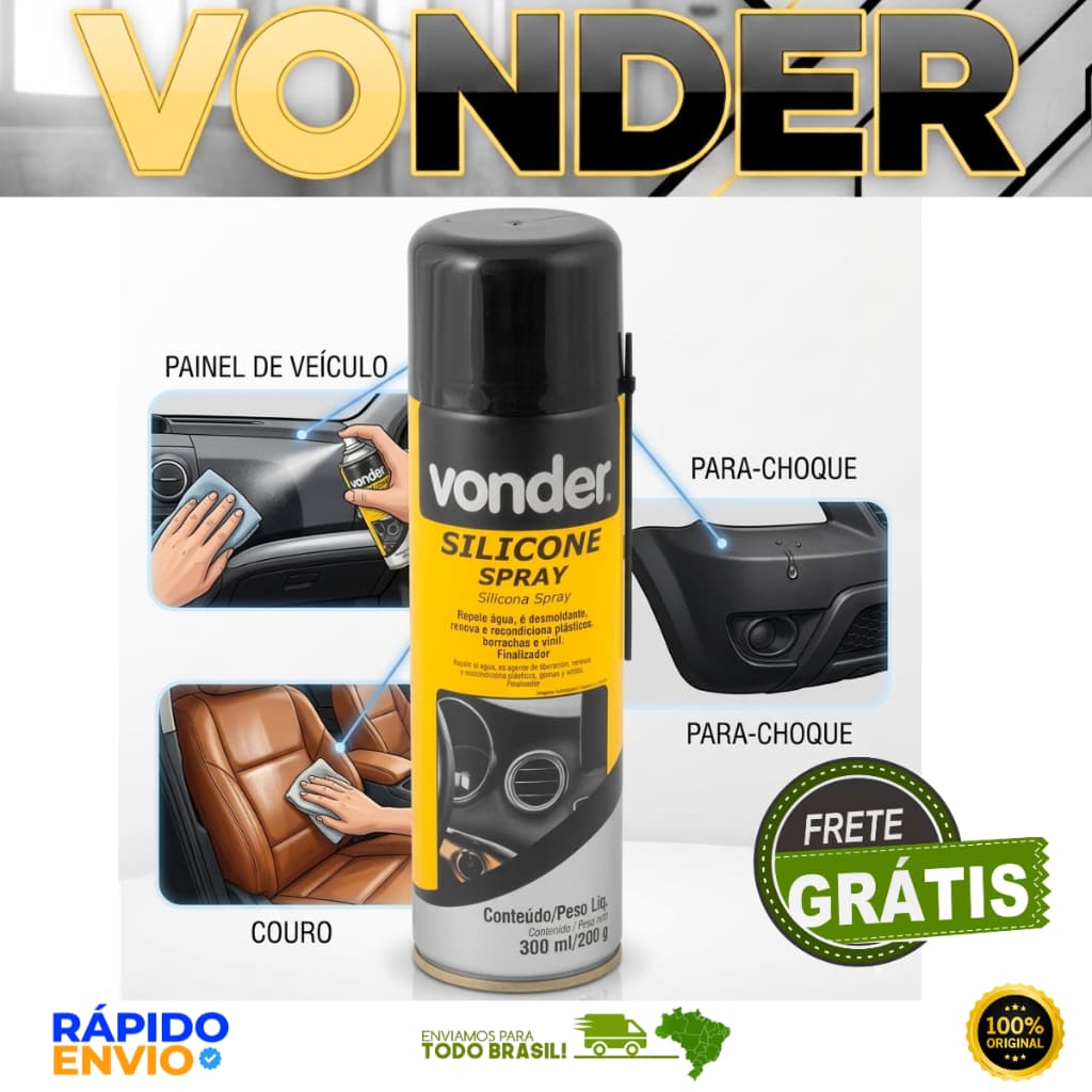 Silicone Em Spray Renova Finalizador Recondiciona Boracha Plástico 200 g/300 ml VONDER Oferta