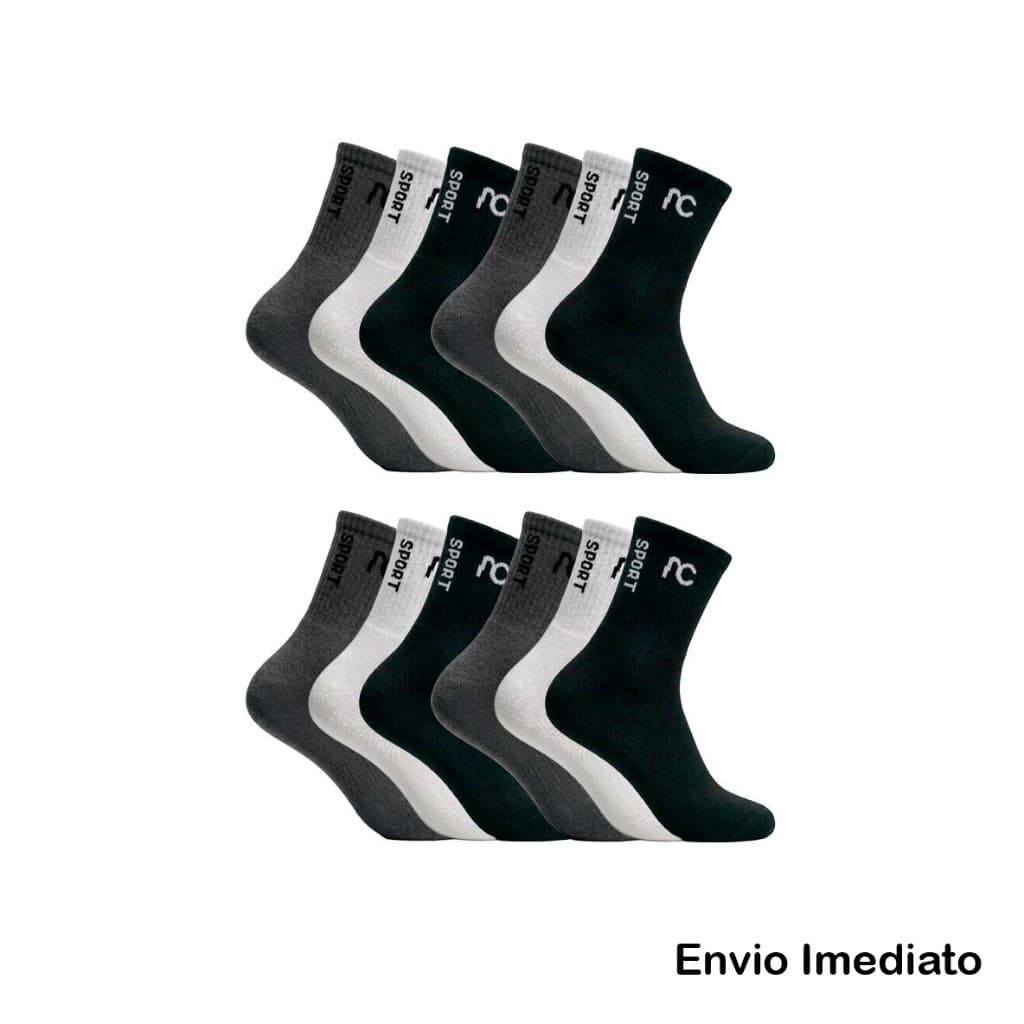 Kit 6 ou 12 pares de meias cano longo AC sport original