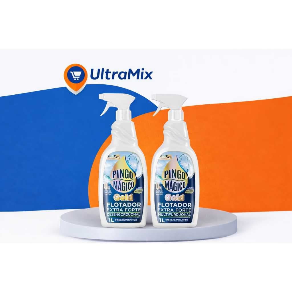 KIT Pingo Mágico Gold Premium Flotador 500ml  Poderoso Desengordurante Multiuso Limpeza Pesada Geral