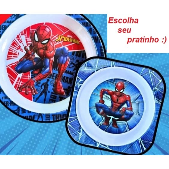 Tigela ou Prato Infantil Homem-Aranha Siper-Man Marvel Melamina Resistente Divertida Filme Tea Casa