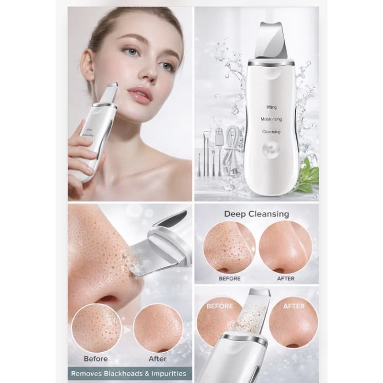 Espatula facial Ultrassônico Limpador Facial removedor de cravos /Portátil