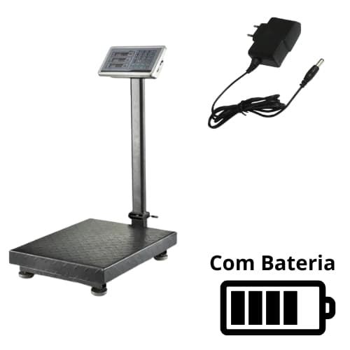 Balança de Plataforma Digital 200Kg Com Mastro Inox e Bateria – Pronta Entrega