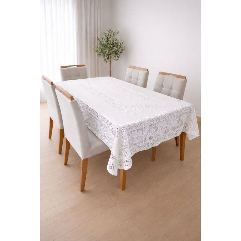Toalha De Mesa Em Renda - Fibra de Coco (grossa) 4 E 6 Cadeiras; Linda e Elegante
