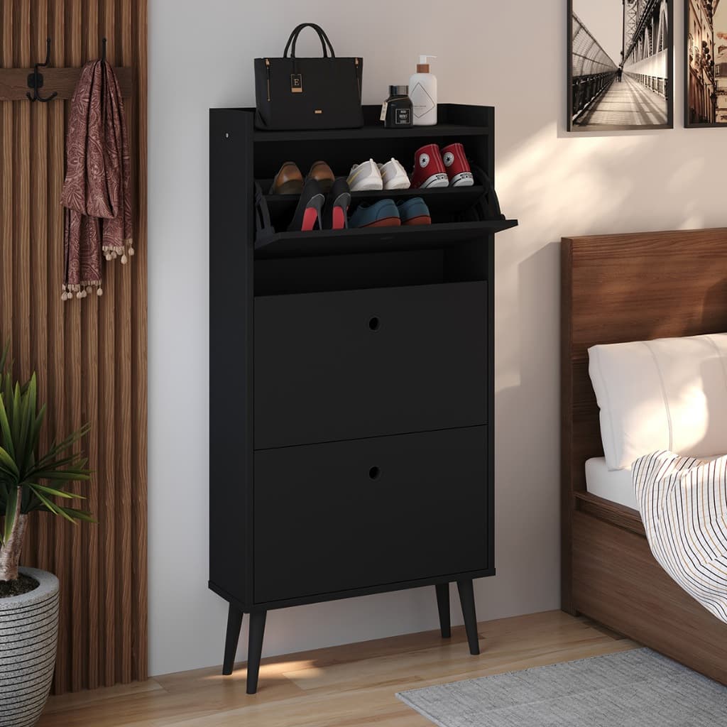 Sapateira Vertical basculante Dark 3 Portas Organizadoras 18 Pares Calçados Hall Entrada Quarto Retrô