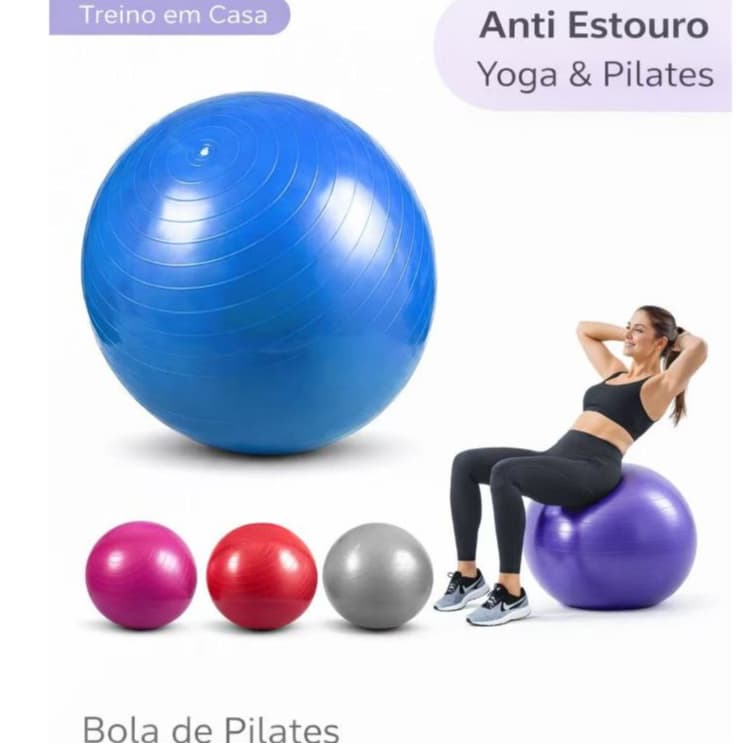 Bola de Pilates 40cm 75cm Fitness Yoga Abdominal Antiestouro Academia