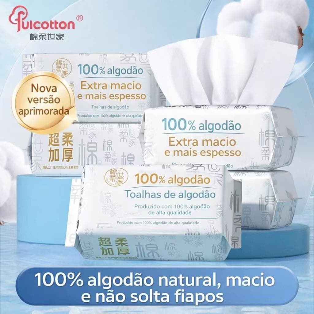 Toalha de limpeza descartável 100% algodão, úmida ou seca, 70 folhas por pacote