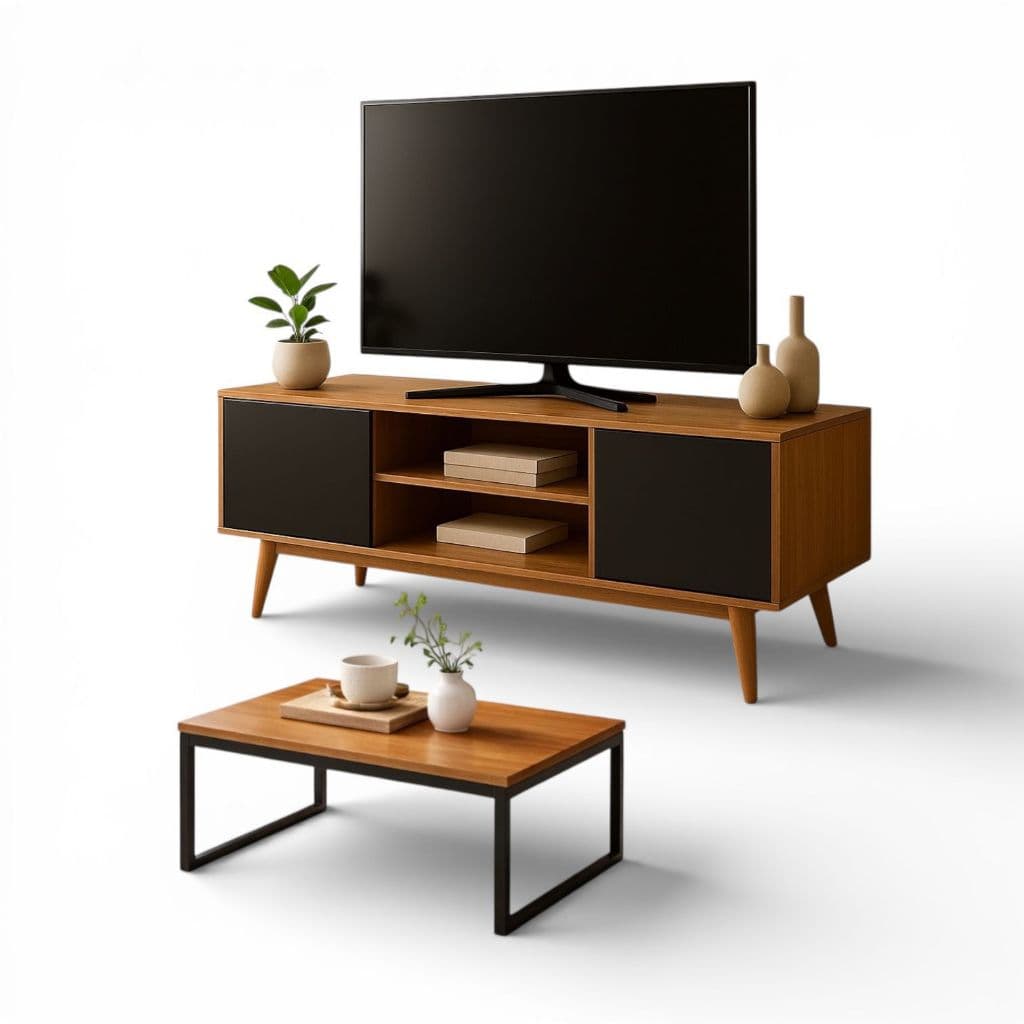 QUEIMA DE ESTOQUE Combo Sala Moderna Rack TV com Mesa de Centro Minimalista