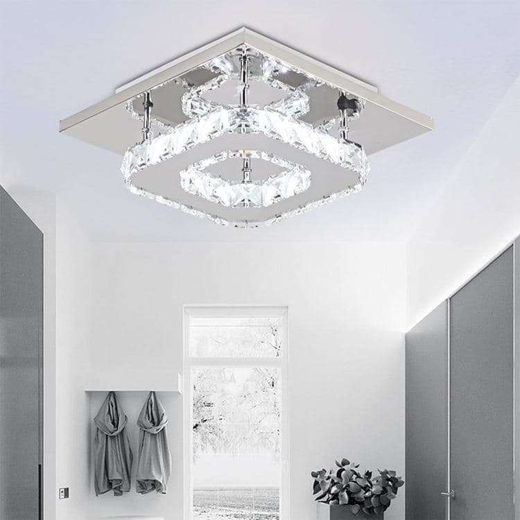 Lustre Plafon de Cristal Luminária Led Quadrado Bivolt Luxo Premmium