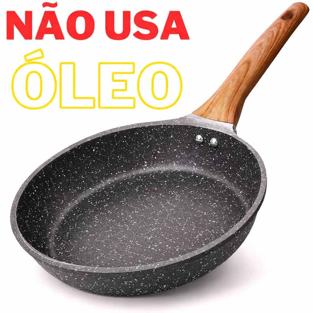 Frigideira De Alumínio Antiaderente Revestimento Cerâmico Premium Alça De Madeira Profunda
