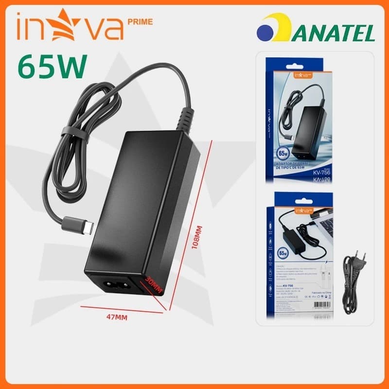 Inova Fonte Carregador Universal 65w 100-240V Fonte Carregador Para Notebook/Laptop compatível Samsung Lenovo KV756