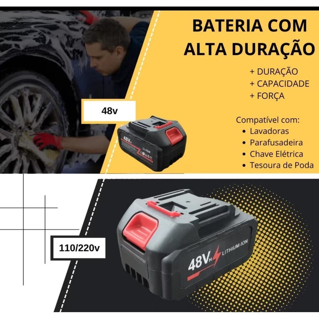 Bateria 48V Recarregável para Lavadora Portátil – Alta Performance e Longa Duração