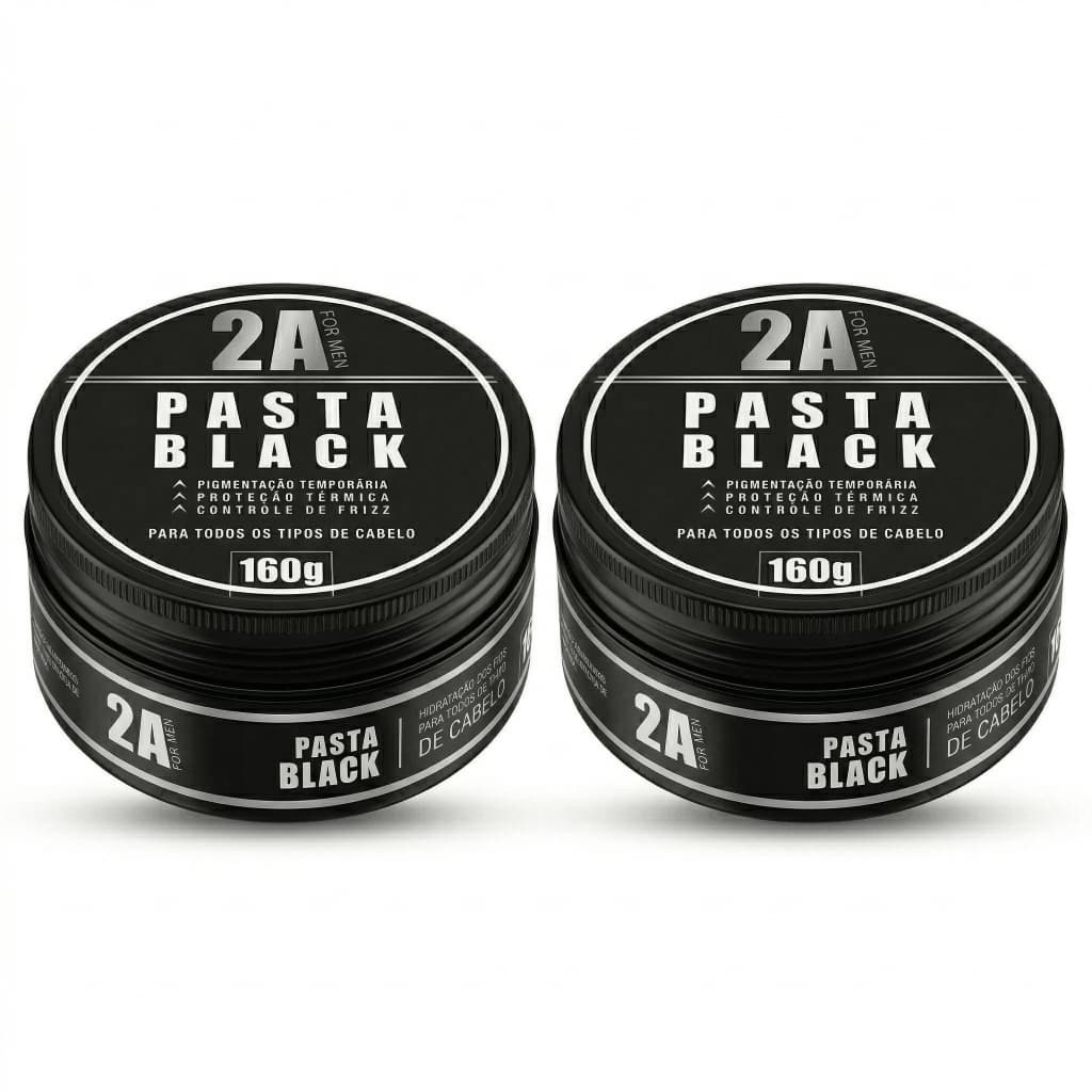 Kit 2x Pasta Modeladora Masculina Black 2A 160g Fixação Forte e Efeito Natural o Dia Todo
