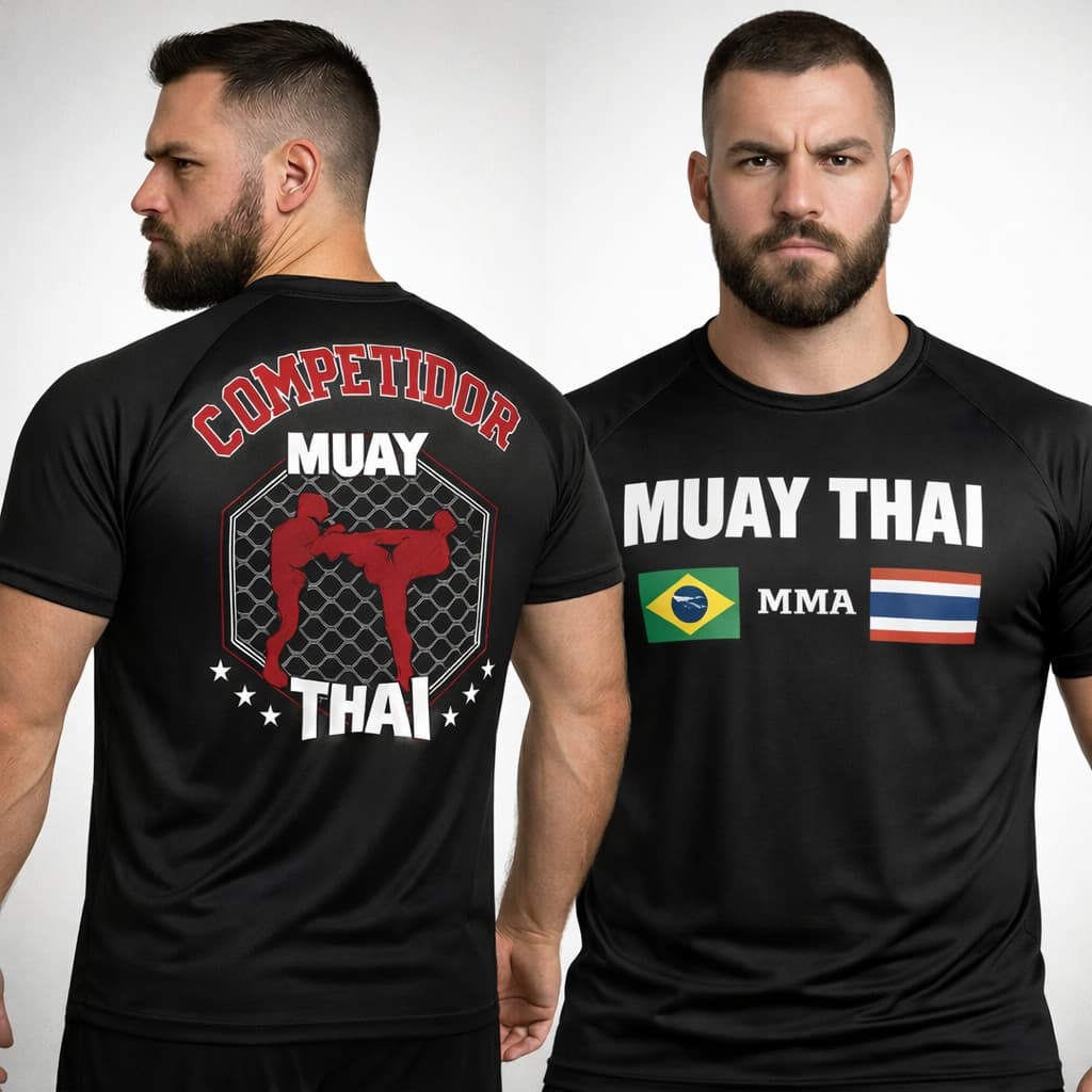 Camiseta Camisa Muay Thai Brasil Dry Fit Malha Fria Luta Mma Lutador Tecido Respiravel