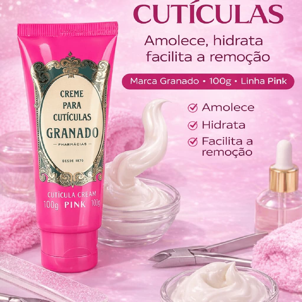 Creme para Cutículas Emoliente Amolecedor Remocao Cuticula Granado Pink 100g