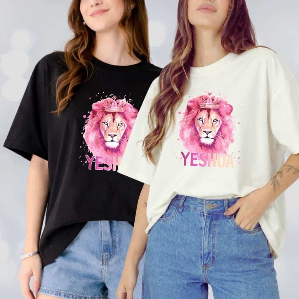 Camiseta Oversized Unissex YESHUA LEÃO 100%  Algodão Premium - Cristã - Moda Streetwear