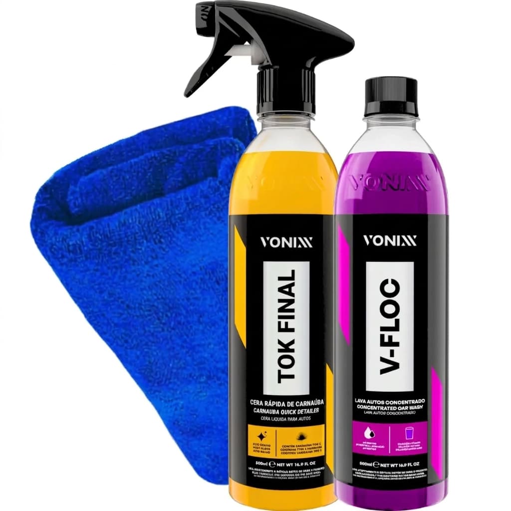 Kit Brilho e Proteção Vonixx: V-Floc + Tok Final + Microfibra
